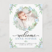 Greenery Photo Birth Announement & Bedankt Post Briefkaart (Voorkant)