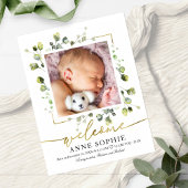 Greenery Photo Birth Announement & Bedankt Post Briefkaart