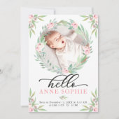 Greenery Photo Birth Announge & Bedankt voor je ka Feestdagenkaart (Voorkant)