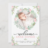 Greenery Photo Birth Announge & Bedankt voor je ka Feestdagenkaart (Voorkant)