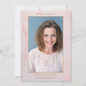 Greenery Photo Celebration of Life Funeral Pink Kaart (Achterkant)
