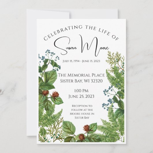 Greenery Photo Funeral Kaart (Voorkant)