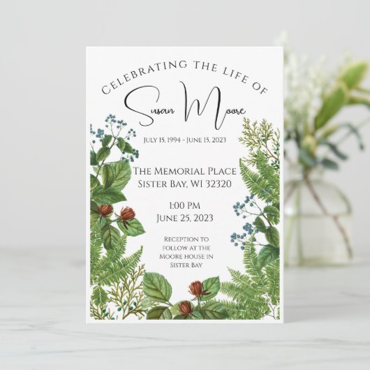 Greenery Photo Funeral Kaart (Staand voorkant)