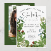 Greenery Photo Funeral Kaart (Voorkant / Achterkant)