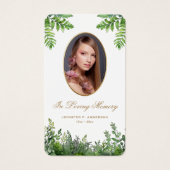 Greenery Photo Funeral Memorial Prayer Kaarten Visitekaartje (Voorkant)