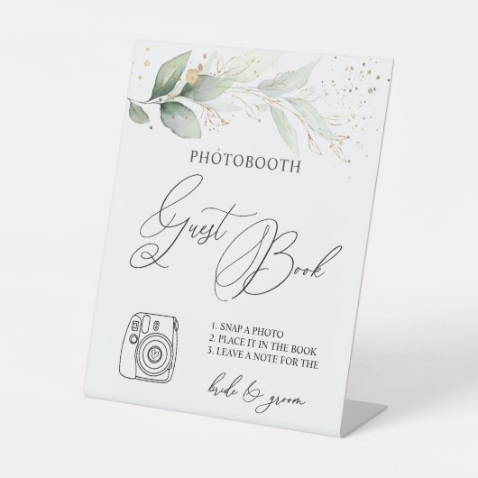 Greenery Photo Guest Book Sign Pedestal Reclamebord Met Voetstuk (Voorkant)