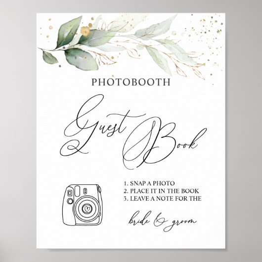 Greenery Photo Guest Book Sign Poster (Voorkant)