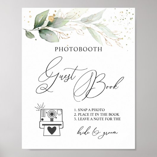 Greenery Photo Guest Book Sign Poster (Voorkant)
