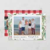 Greenery Photo Holiday Card Aankondiging (Voorkant / Achterkant)