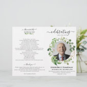 Greenery Photo Memorial Service Funeral Programme (Staand voorkant)