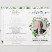 Greenery Photo Memorial Service Funeral Programme (Voorkant / Achterkant)
