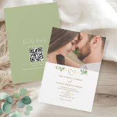 Greenery Photo QR Code Wedding Kaart