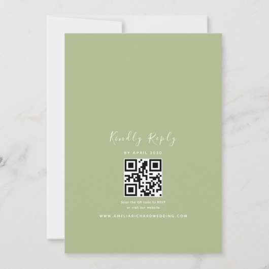 Greenery Photo QR Code Wedding Kaart (Achterkant)