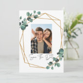 Greenery Photo Save The Date Invitation Kaart (Staand voorkant)