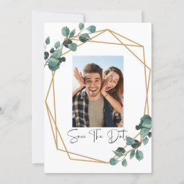 Greenery Photo Save The Date Invitation Kaart