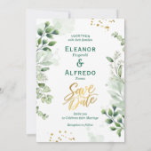 Greenery Photo Save The Date Invitation Kaart (Achterkant)