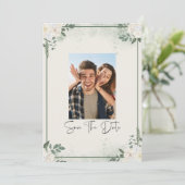Greenery Photo Save The Date Invitation Kaart (Staand voorkant)