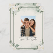 Greenery Photo Save The Date Invitation Kaart (Voorkant / Achterkant)
