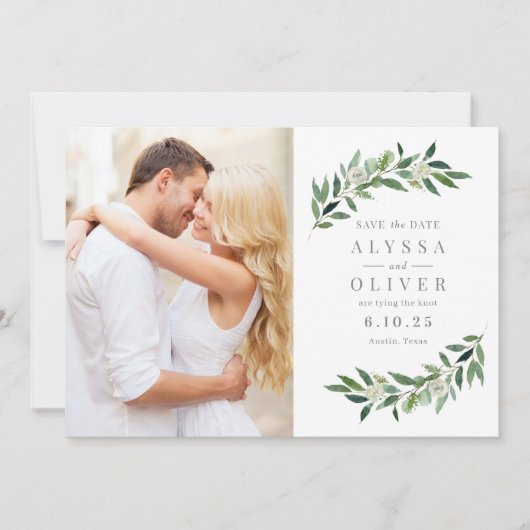 Greenery Photo Save the Date Kaart (Voorkant)