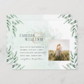 Greenery PHOTO Weddenschap QR CODE Briefkaart (Voorkant / Achterkant)