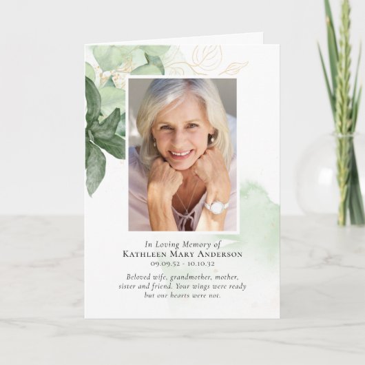 Greenery Photos Folded Funeral Programme Programma (Voorkant)