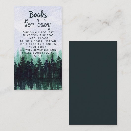 Greenery Pine Forest Baby shower Book Request Informatiekaartje (Voorkant / Achterkant)