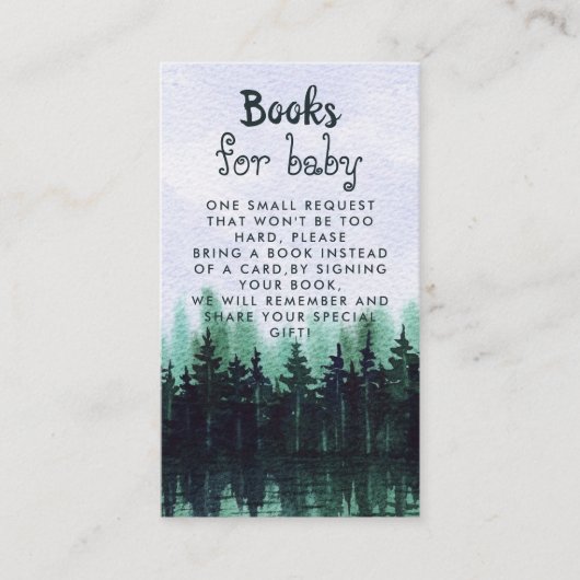Greenery Pine Forest Baby shower Book Request Informatiekaartje (Voorkant)