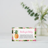 Greenery Pineapple Baby shower Books for Baby Visitekaartje (Staand voorkant)