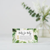 Greenery Pineapple Baby shower Books for Baby Visitekaartje (Staand voorkant)