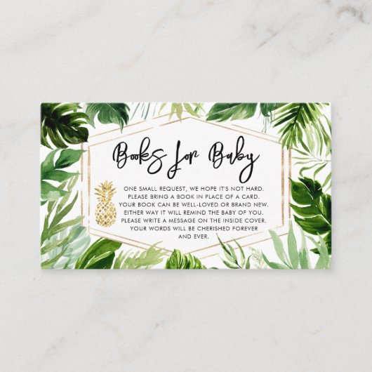 Greenery Pineapple Baby shower Books for Baby Visitekaartje (Voorkant)