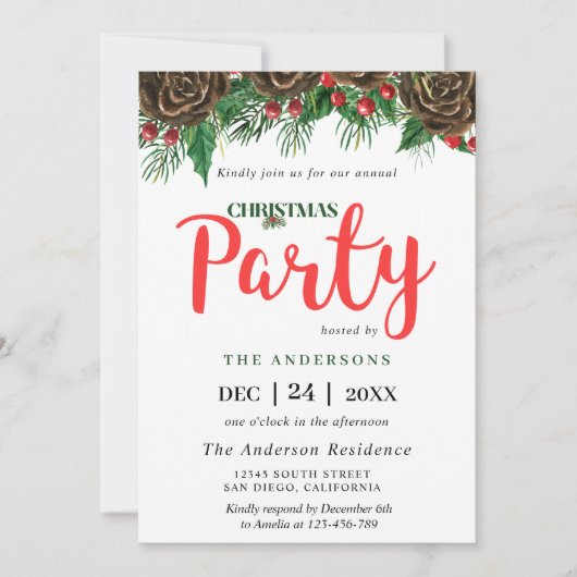 Greenery Pinecone Pine doet mee met kerstfeest Kaart (Voorkant)