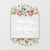 Greenery Pines Poinsettias Merry Kerstmis Raamsticker (Vel)