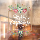 Greenery Pines Poinsettias Merry Kerstmis Raamsticker (Vel 2)