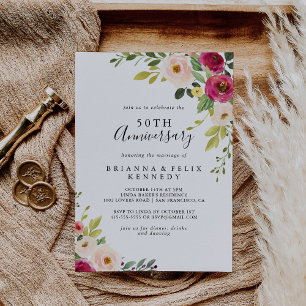 Greenery Pink Blush 50th Wedding Jubileum Kaart