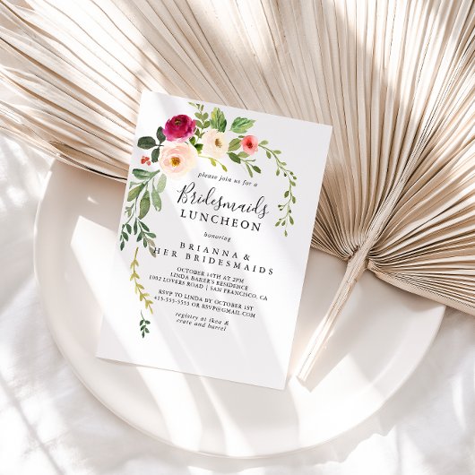 Greenery Pink Blush Bridesmaids Luncheon Shower Kaart