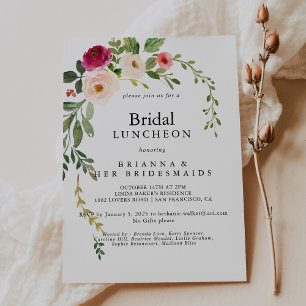 Greenery Pink Blush Bridesmaids Luncheon Shower Kaart