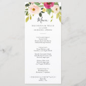 Greenery Pink Blush Floral Dinner Menu (Voorkant)
