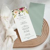 Greenery Pink Blush Floral Dinner Menu