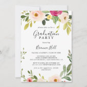 Greenery Pink Blush Floral Graduation Party Kaart (Voorkant)