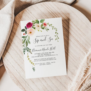 Greenery Pink Blush Floral Sip en Zie Kaart