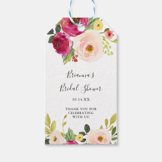 Greenery Pink Blush Floral Vrijgezellenfeest Cadeaulabel (Voorkant)