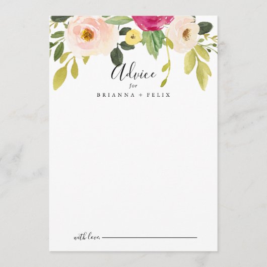 Greenery Pink Blush Floral Wedding Advieskaart (Voorkant)