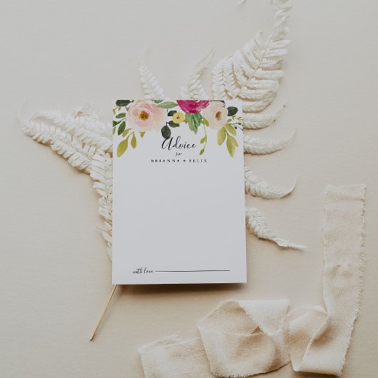 Greenery Pink Blush Floral Wedding Advieskaart