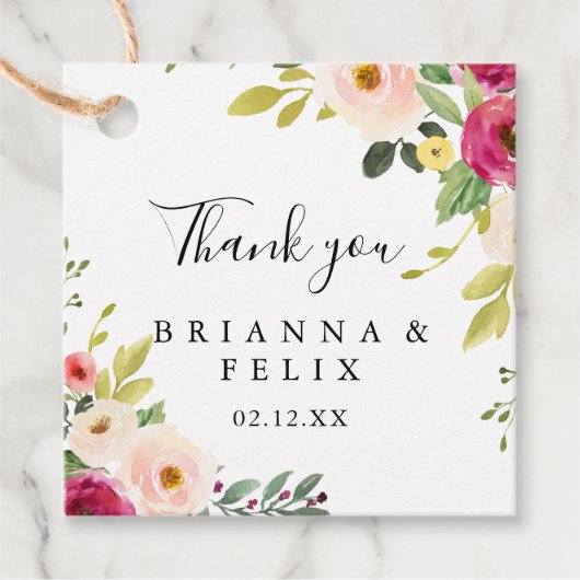 Greenery Pink Blush Floral Wedding Bedankjes Labels (Voorkant)