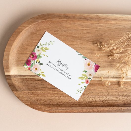 Greenery Pink Blush Floral Wedding Gift Registry Informatiekaartje