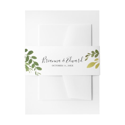 Greenery Pink Blush Floral Wedding Invitation Uitnodigingen Wikkel (Voorkant Voorbeeld)