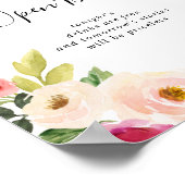 Greenery Pink Blush Floral Wedding Open Bar Poster (Hoek)