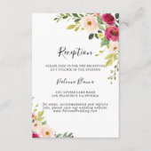 Greenery Pink Blush Floral Wedding Reception Informatiekaartje (Voorkant)
