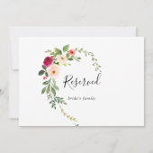 Greenery Pink Blush Floral Wedding Reserved Sign (Achterkant)