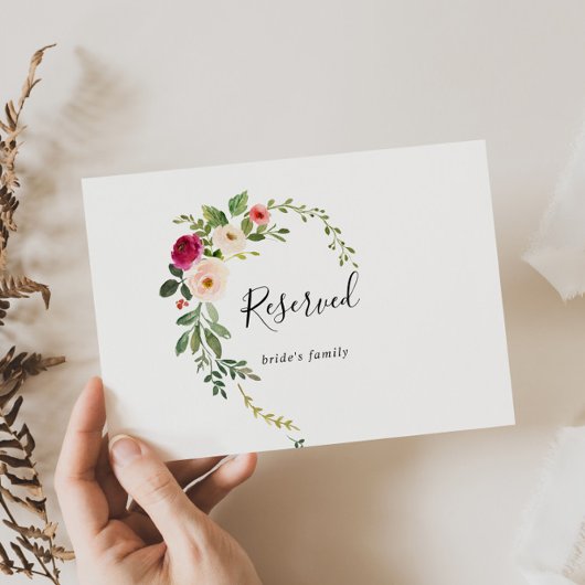 Greenery Pink Blush Floral Wedding Reserved Sign